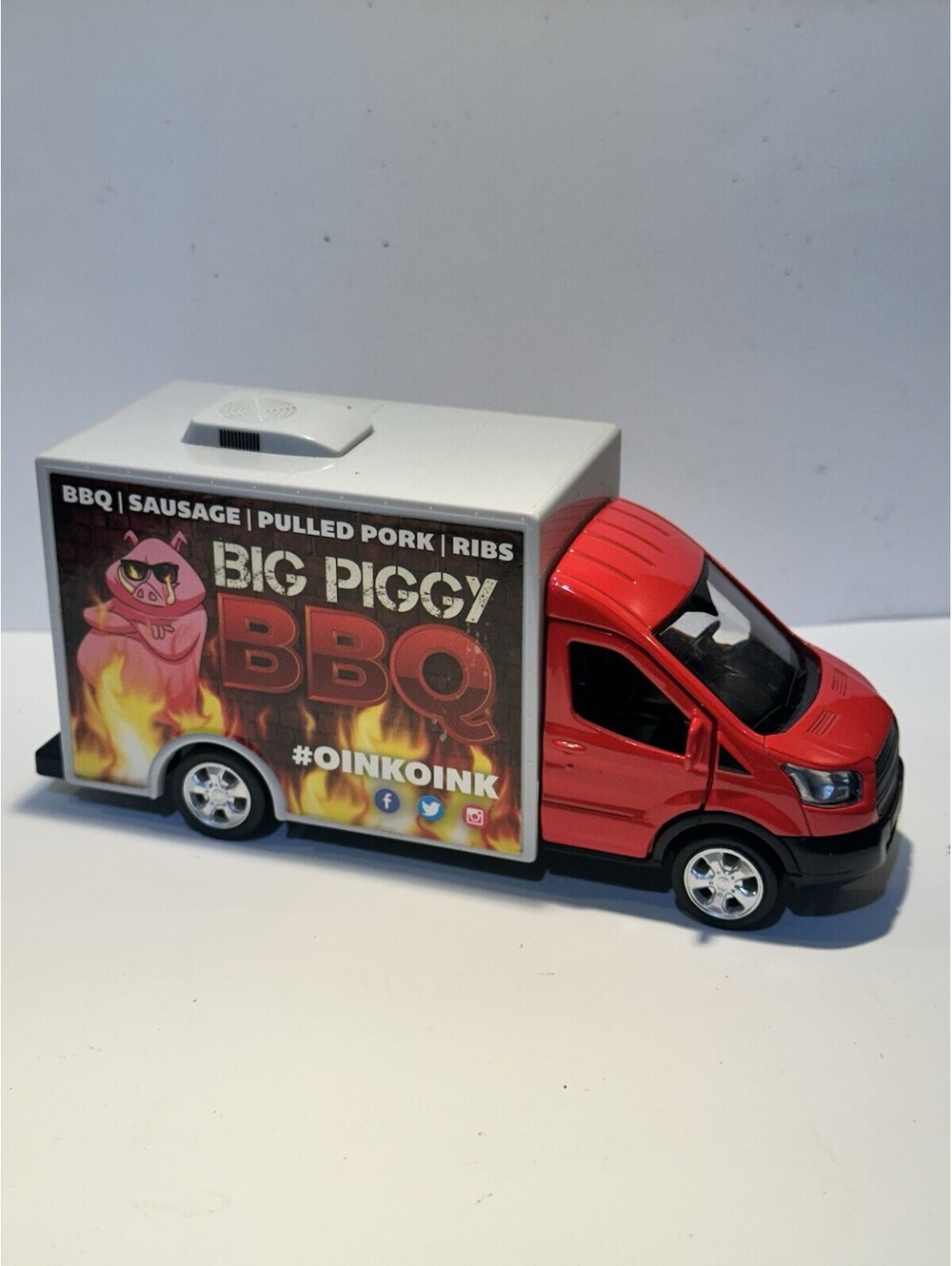 1/40 Scale Die Cast/Plastic RMZ Ford Transit 2015 “Big Piggy” Food Truck Used